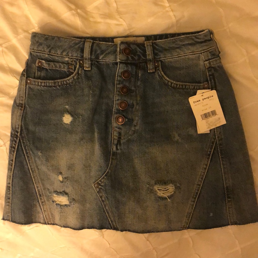 free people jean skirt